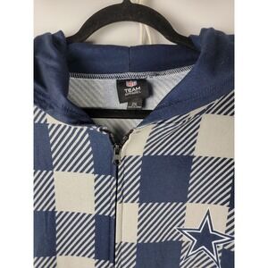 NFL Dallas Cowboys Plaid Fleece Onesie Pajamas Adult Size 2XL Hooded Zip Up